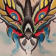 Ghost Krampus moth watercolor  Original Artwork Thumbnail